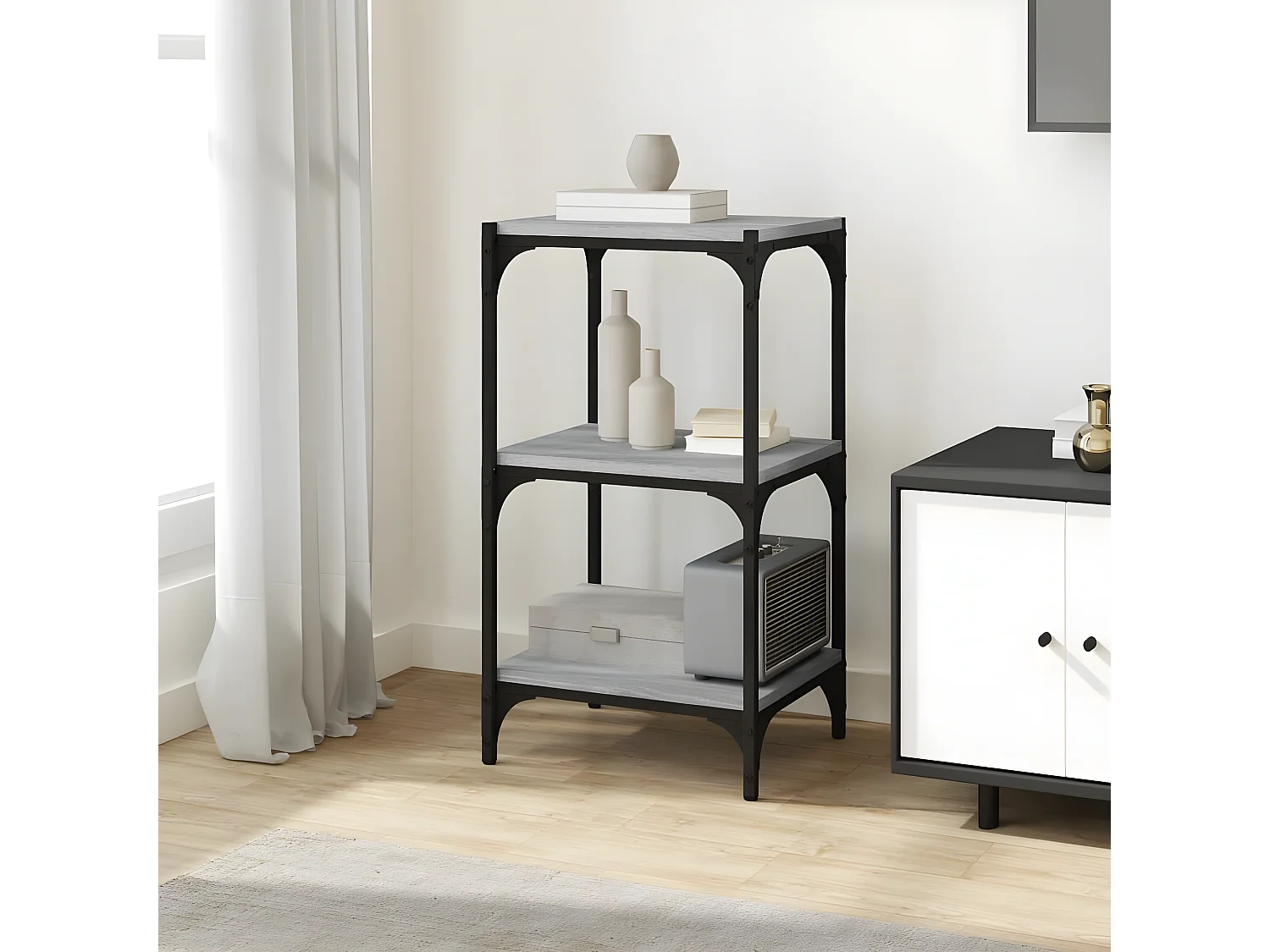 Bibliothèque Sonoma gris 40x33x70,5 cm Bois d'ingénierie acier