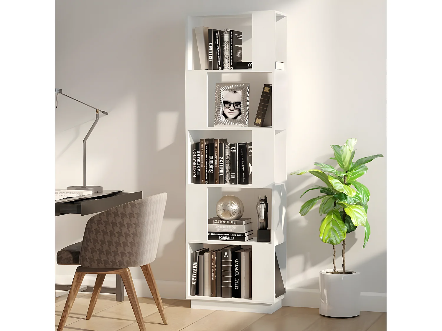 Bibliothèque/Séparateur de pièce Blanc 51x25x163,5cm Pin solide