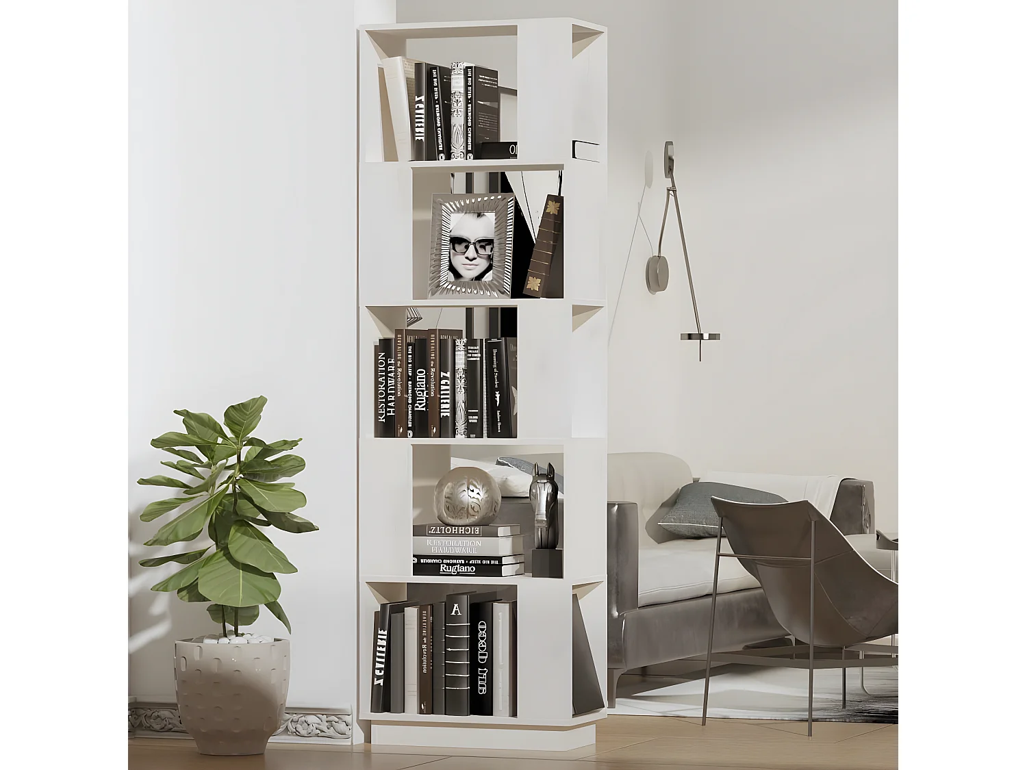 Bibliothèque/Séparateur de pièce Blanc 51x25x163,5cm Pin solide