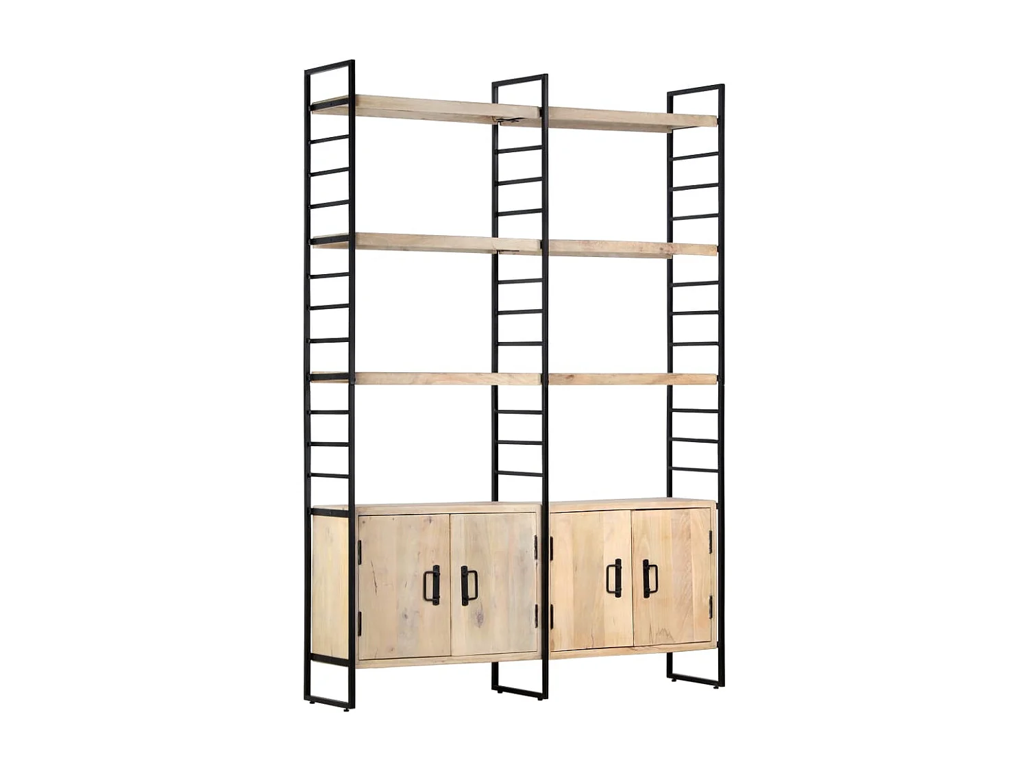 Boekenkast met 4 schappen 124x30x180 cm massief mangohout