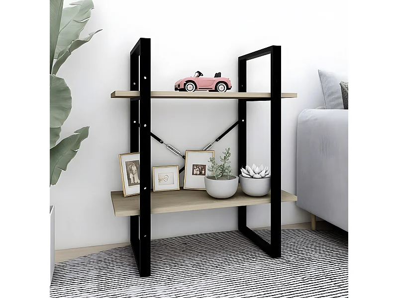 Boekenkast met 2 schappen 60x30x70 cm bewerkt hout sonoma eiken