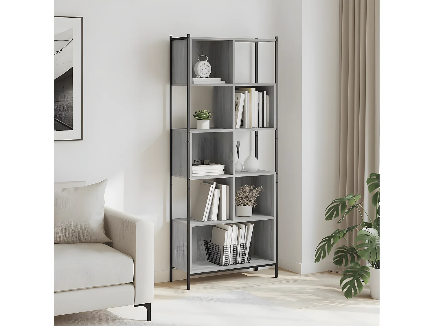 Estantería madera de ingeniería gris Sonoma 72x28x172 cm