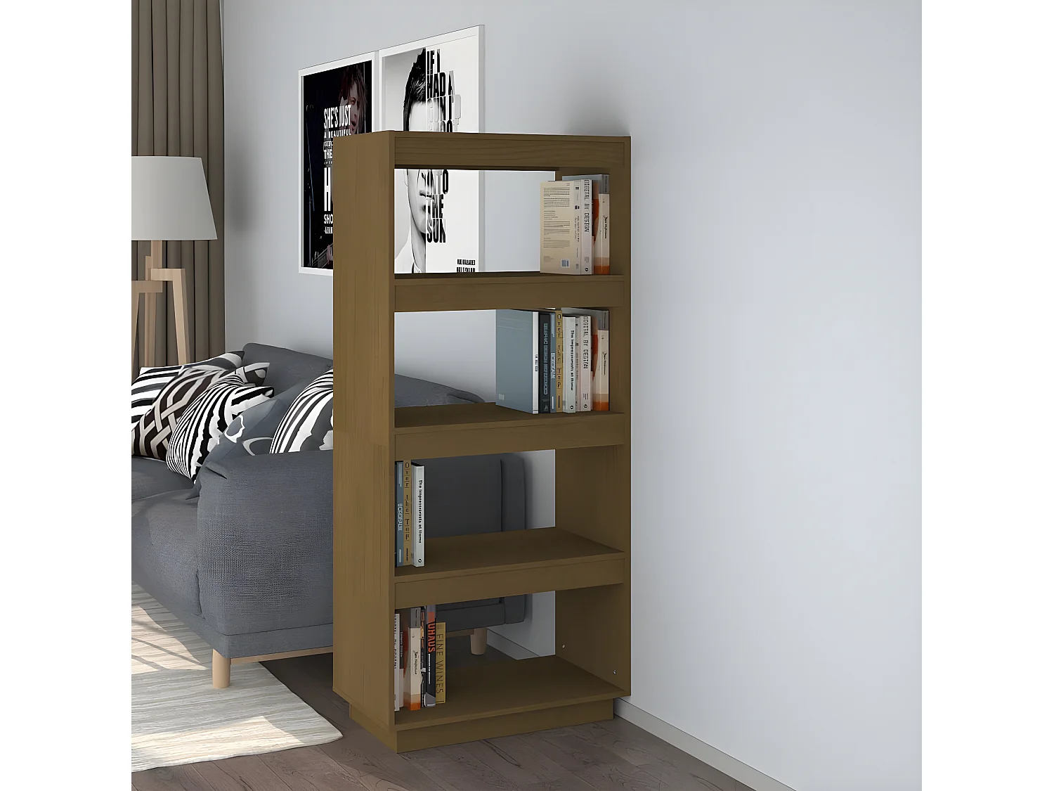 Bibliothèque/Séparateur de pièce Marron miel 60x35x135 cm Pin