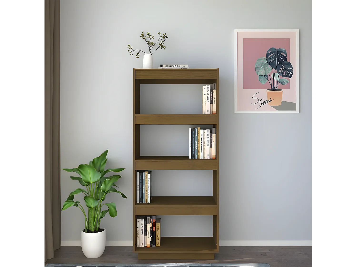 Bibliothèque/Séparateur de pièce Marron miel 60x35x135 cm Pin