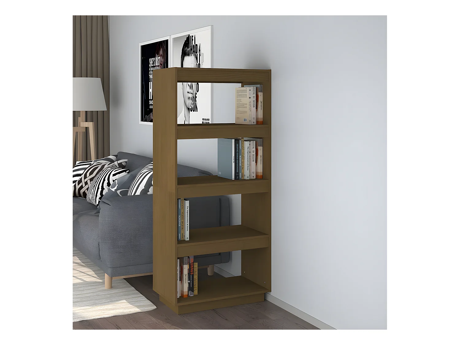 Bibliothèque/Séparateur de pièce Marron miel 60x35x135 cm Pin