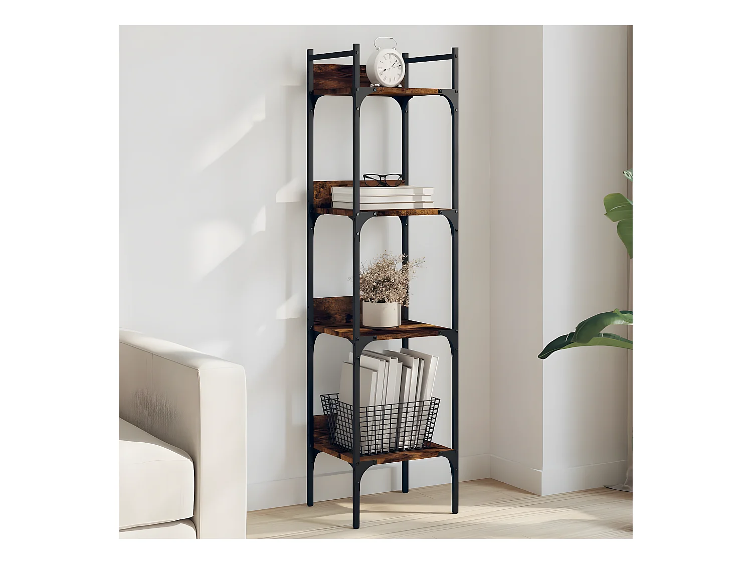 Bibliothèque à 4 niveaux chêne 35x30x138,5 cm bois d'ingénierie