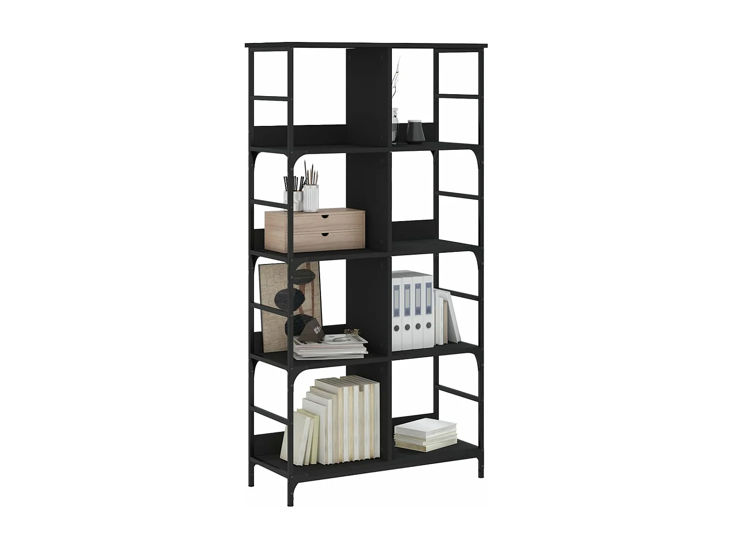 Bibliothèque noir 78,5x33x153 cm bois d'ingénierie