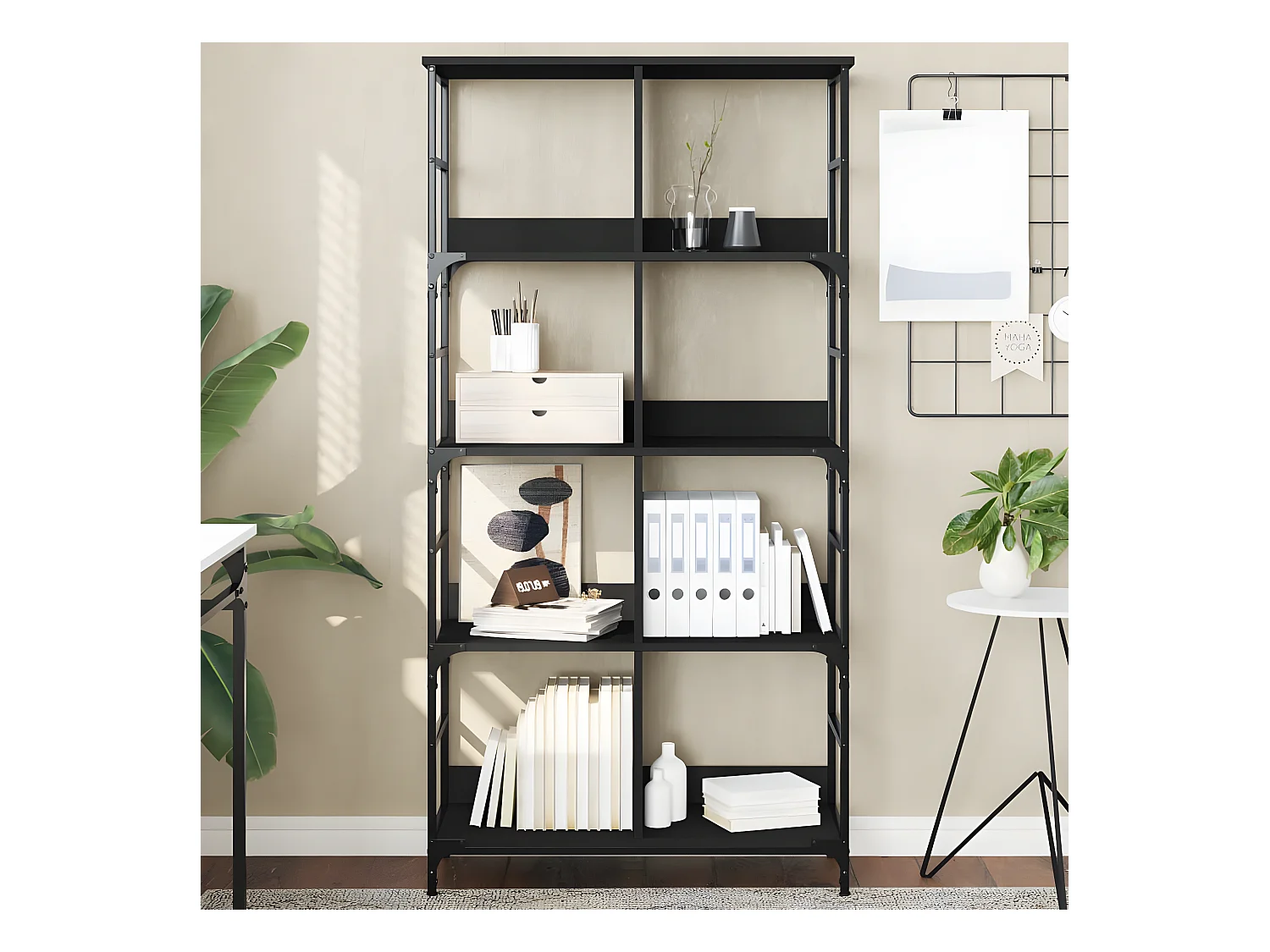 Bibliothèque noir 78,5x33x153 cm bois d'ingénierie