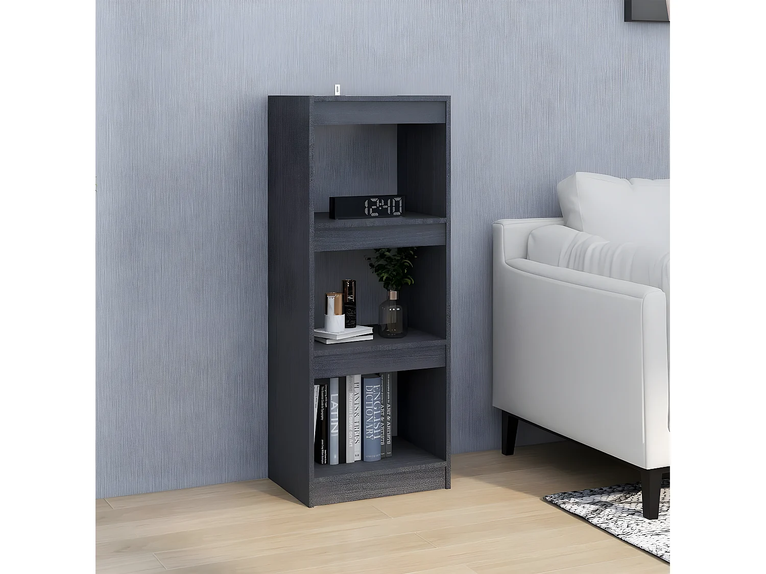 Bibliothèque/Séparateur de pièce Gris 40x30x103,5 cm Pin massif