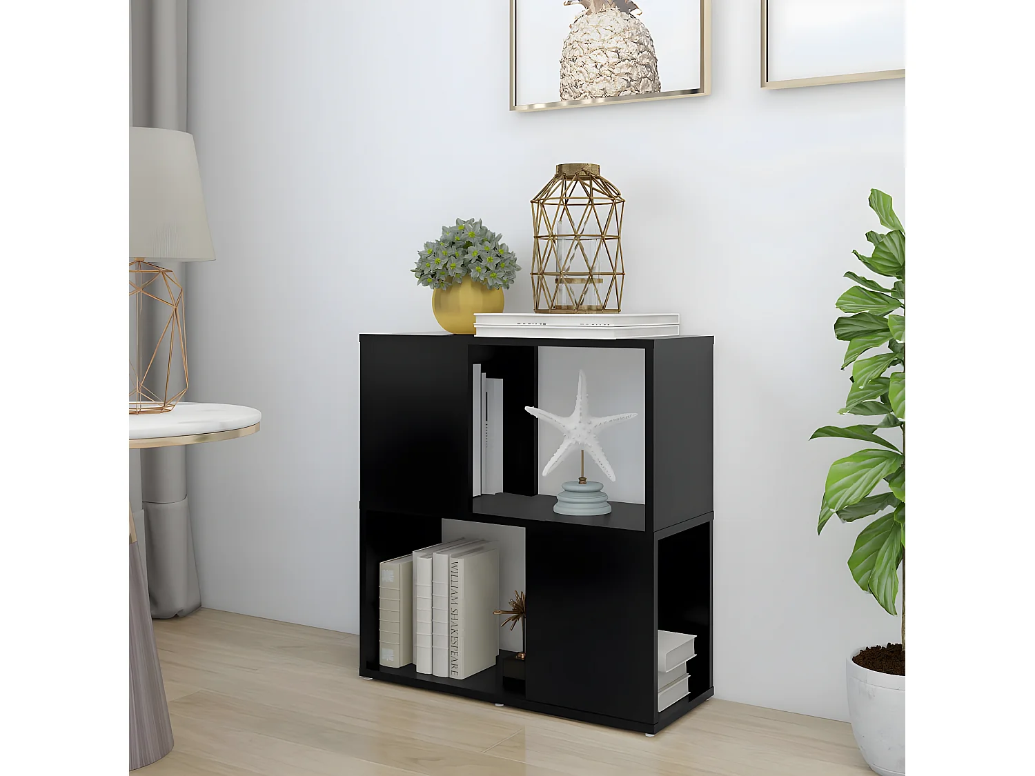 Bibliothèque Noir 60x24x63 cm Aggloméré