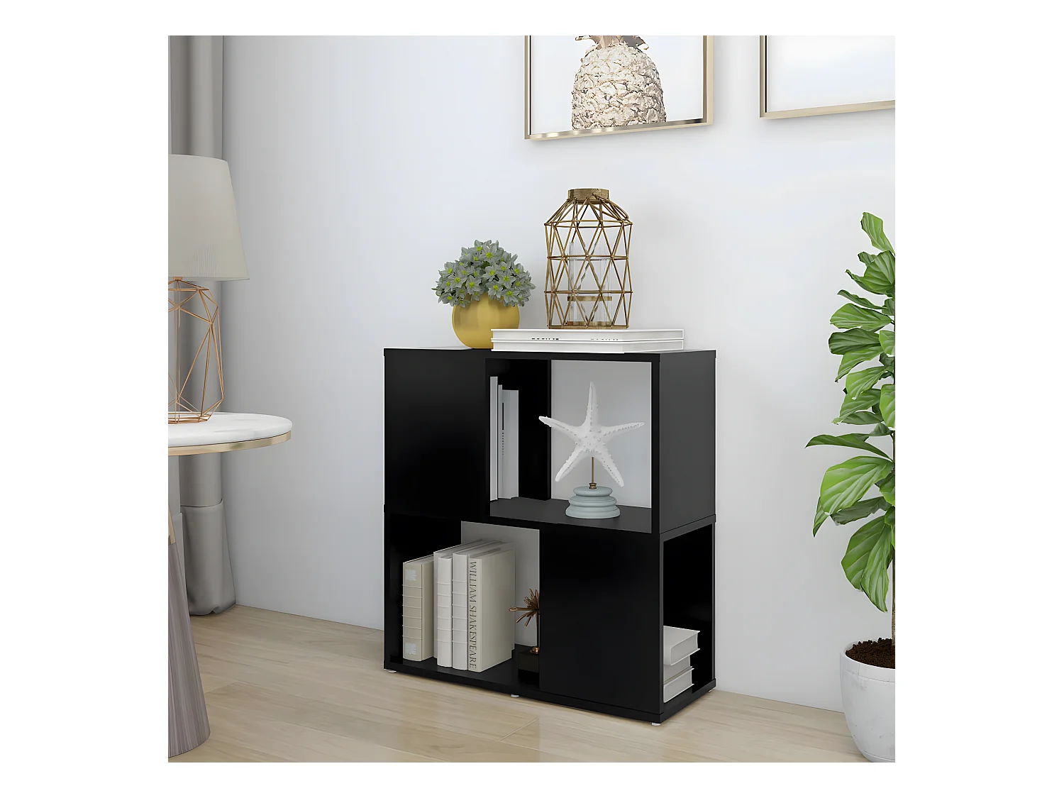 Bibliothèque Noir 60x24x63 cm Aggloméré