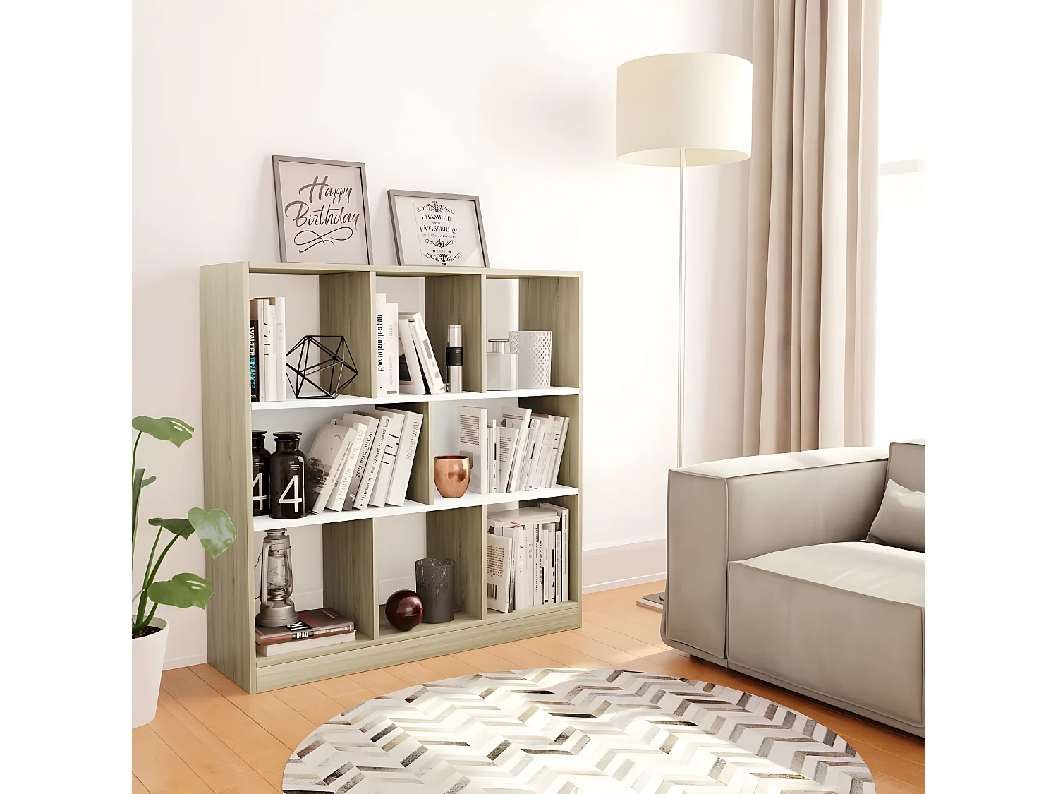 Estante 97,5x29,5x100 cm contraplacado branco e carvalho sonoma