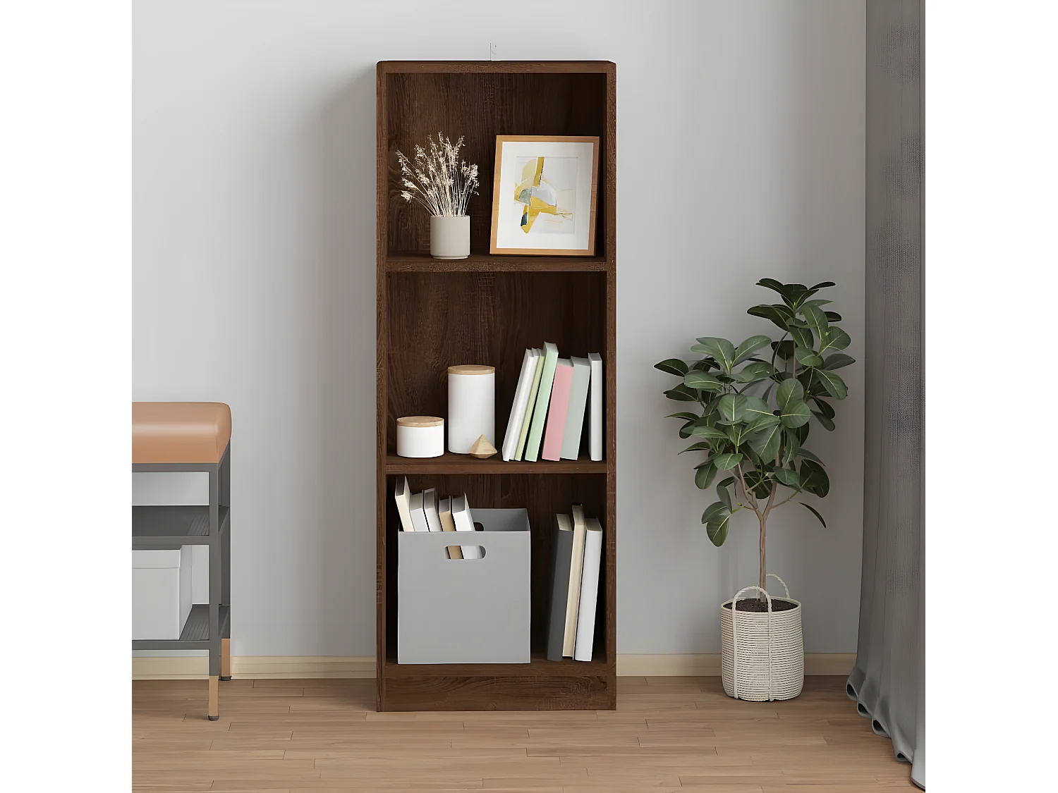 Bibliothèque 3 niveaux Chêne marron 40x24x109cm Bois ingénierie