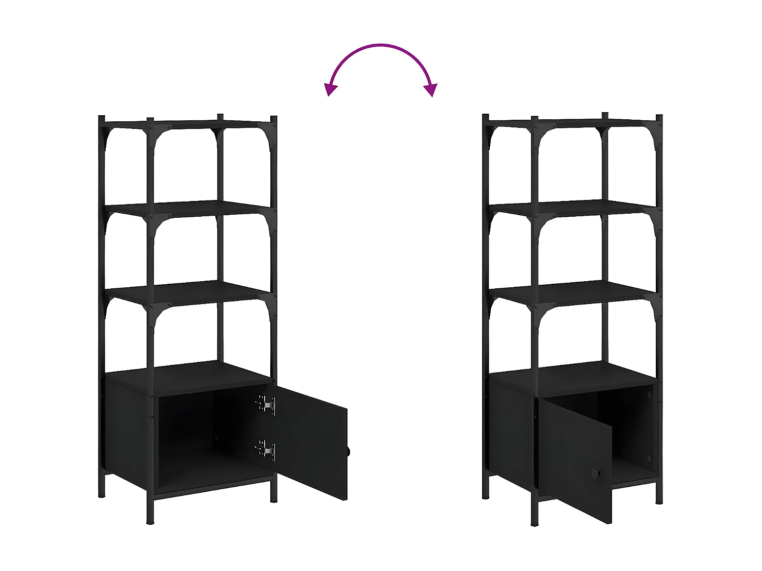 Bibliothèque à 3 niveaux noir 41x30x109,5 cm bois d'ingénierie