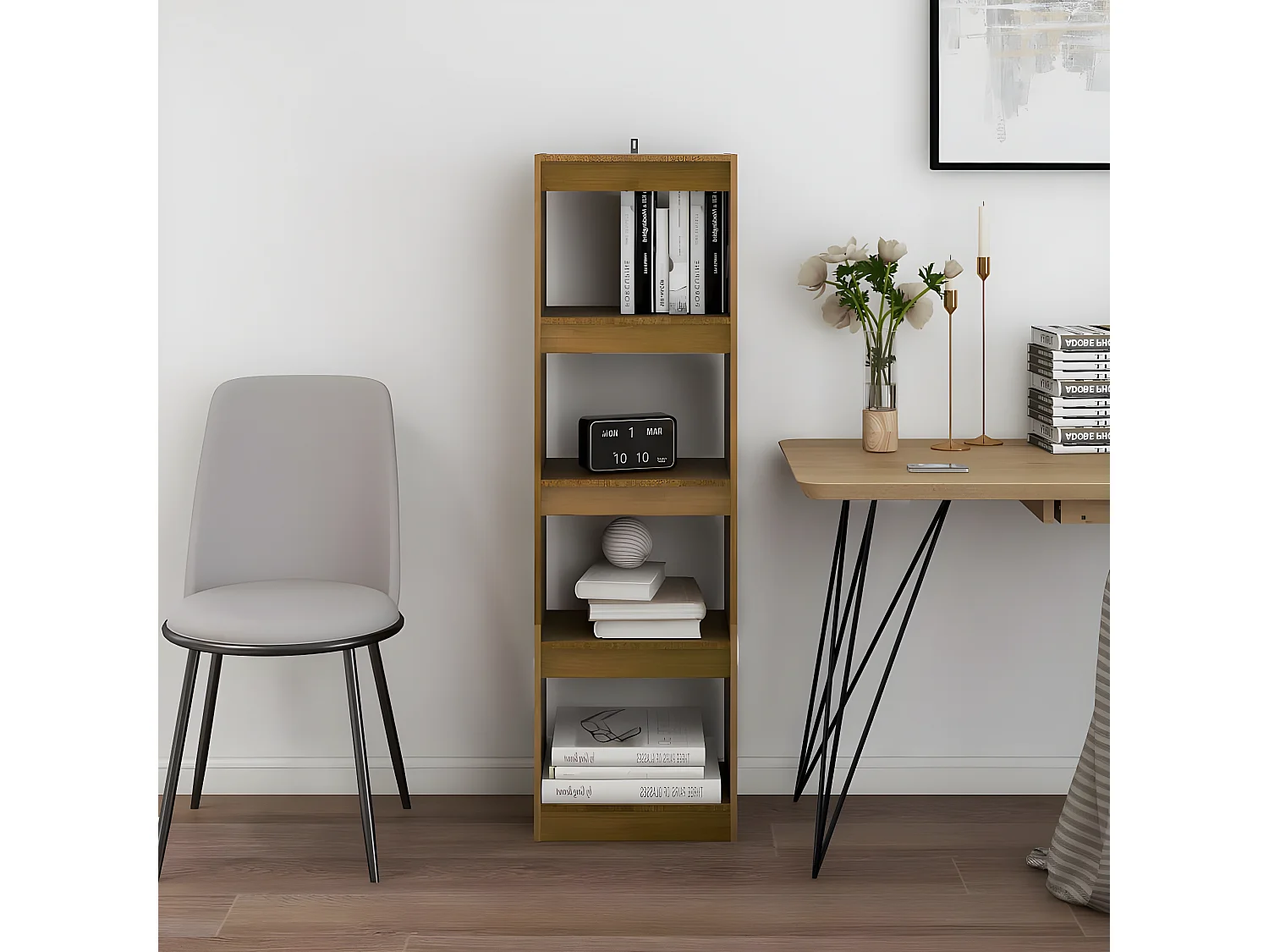 Bibliothèque/Séparateur de pièce Marron miel 40x30x135,5 cm Pin