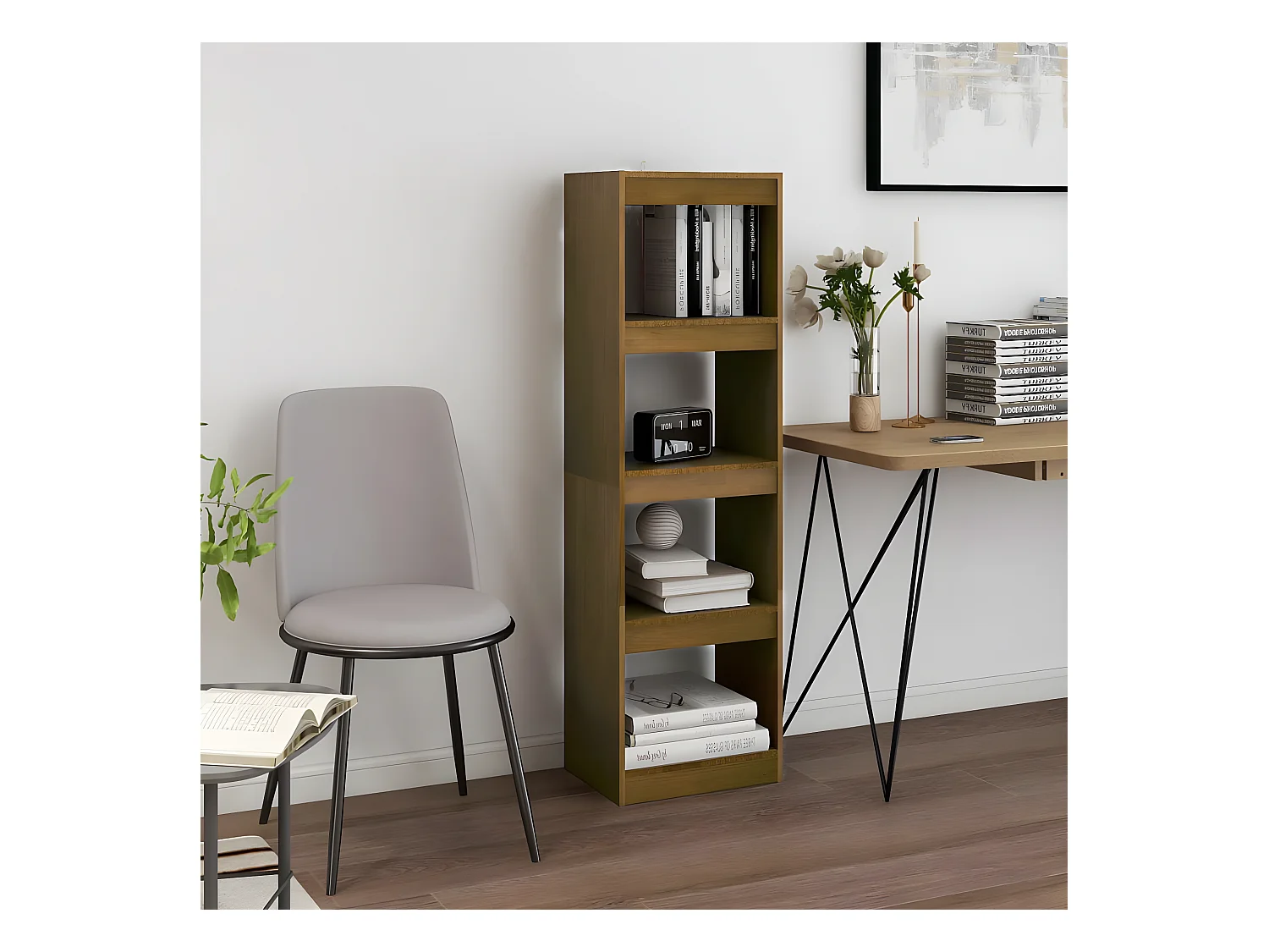 Bibliothèque/Séparateur de pièce Marron miel 40x30x135,5 cm Pin
