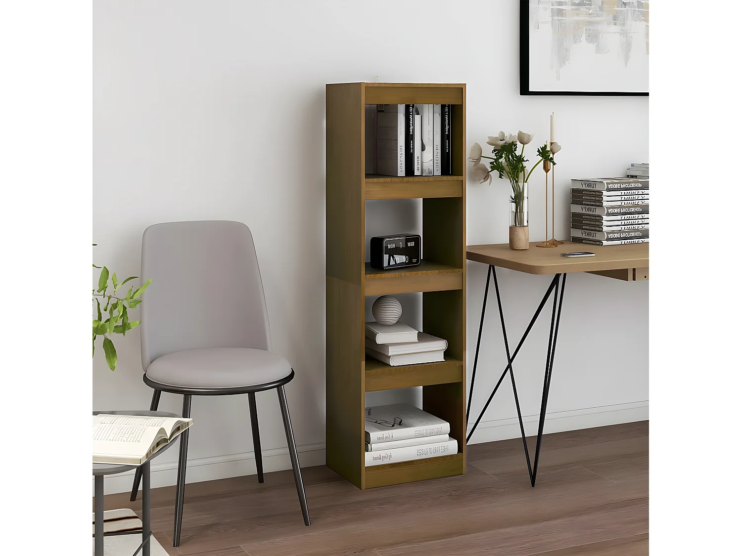 Bibliothèque/Séparateur de pièce Marron miel 40x30x135,5 cm Pin