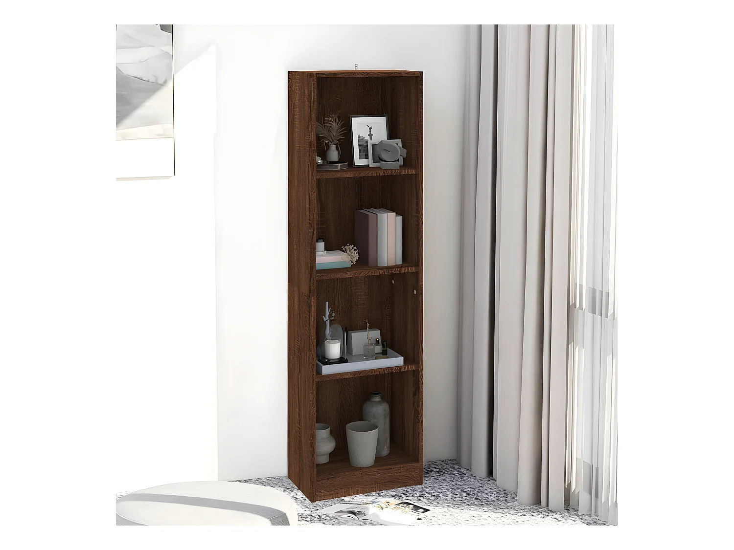 Bibliothèque 4 niveaux Chêne marron 40x24x143cm Bois ingénierie