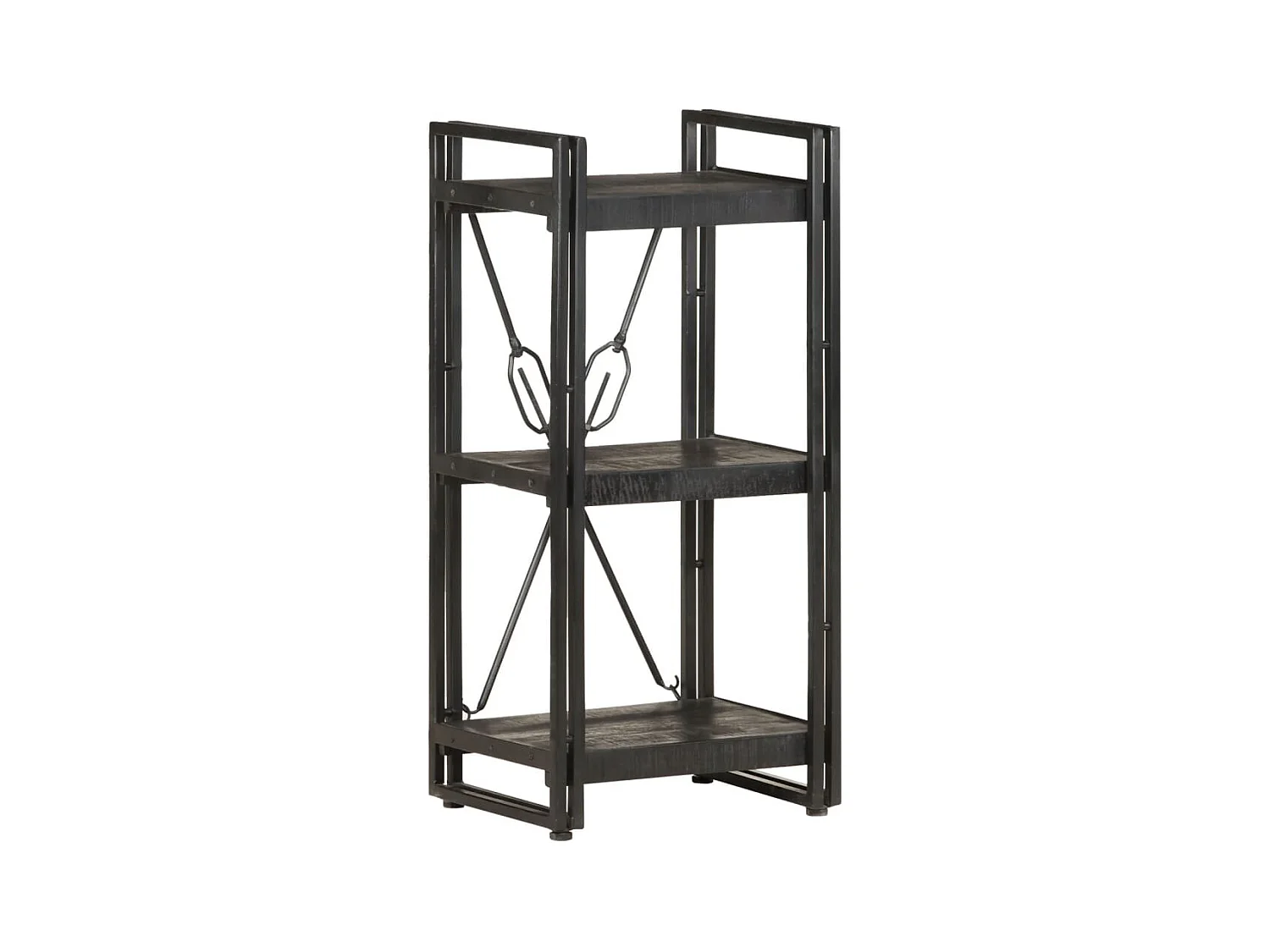 Bibliothèque à 3 niveaux Noir 40x30x80 cm Bois de manguier