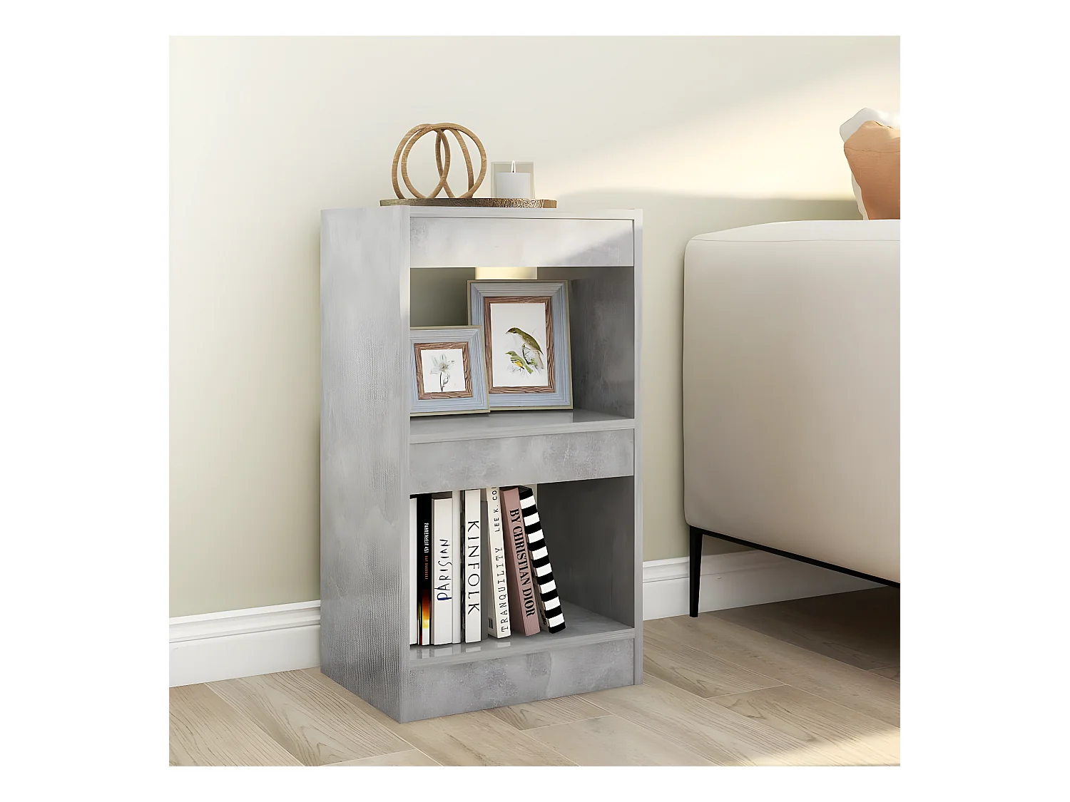 Bibliothèque/Séparateur de pièce Gris béton 40x30x72 cm