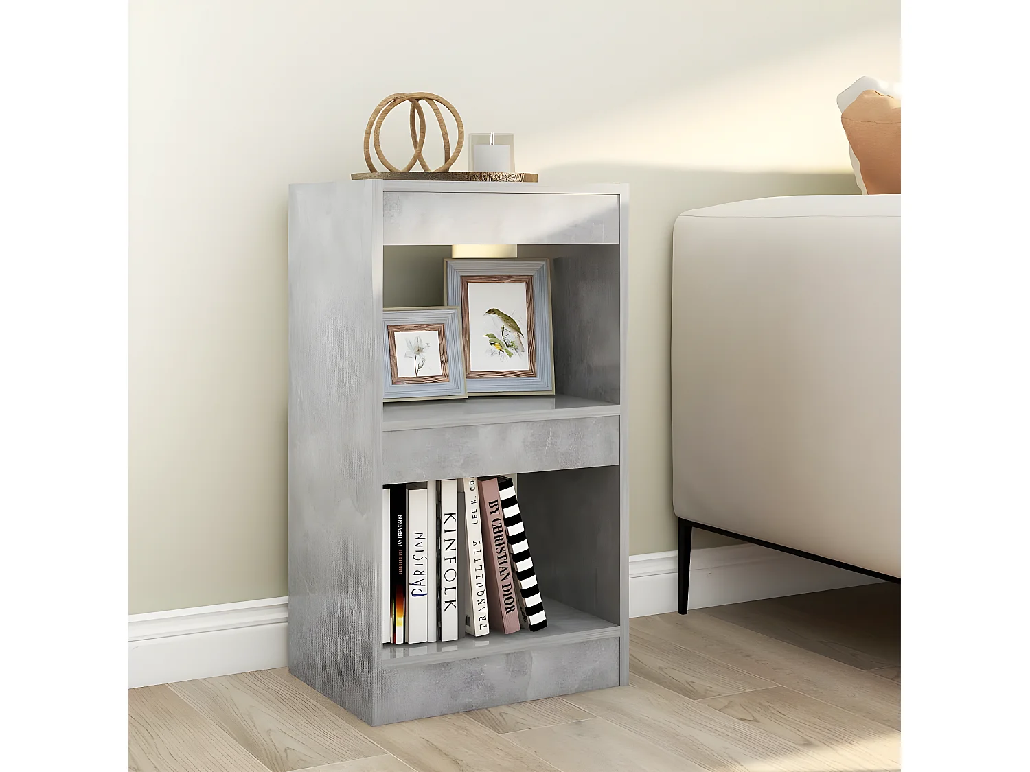 Bibliothèque/Séparateur de pièce Gris béton 40x30x72 cm