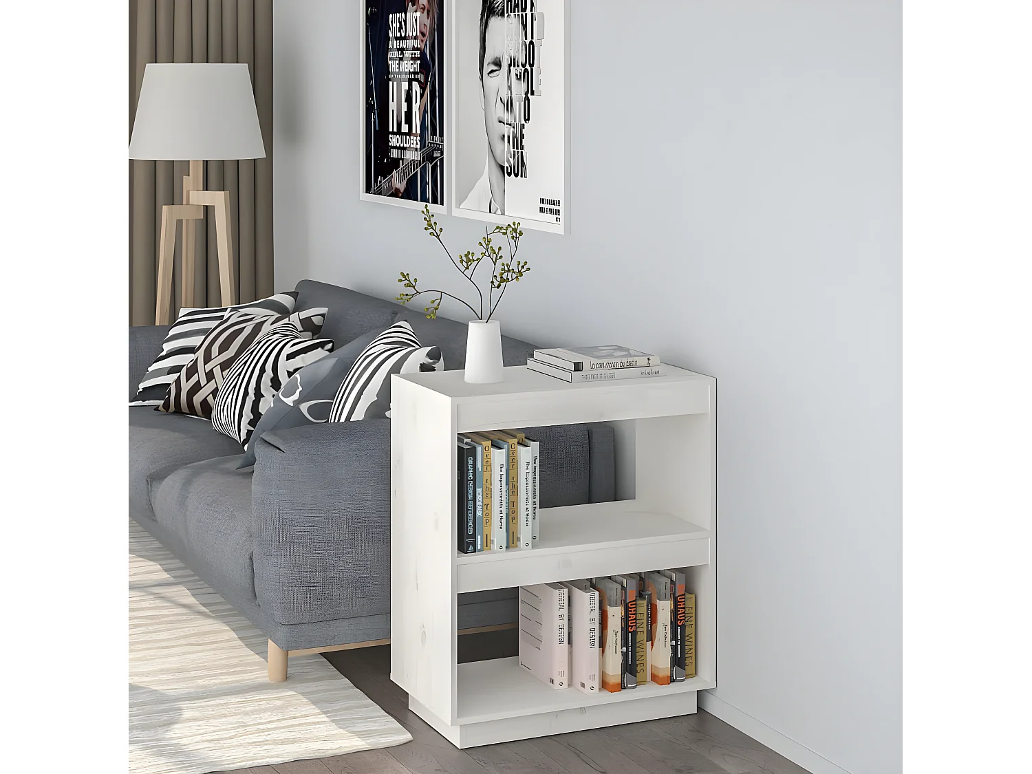 Bibliothèque Blanc 60x35x71 cm Bois de pin massif