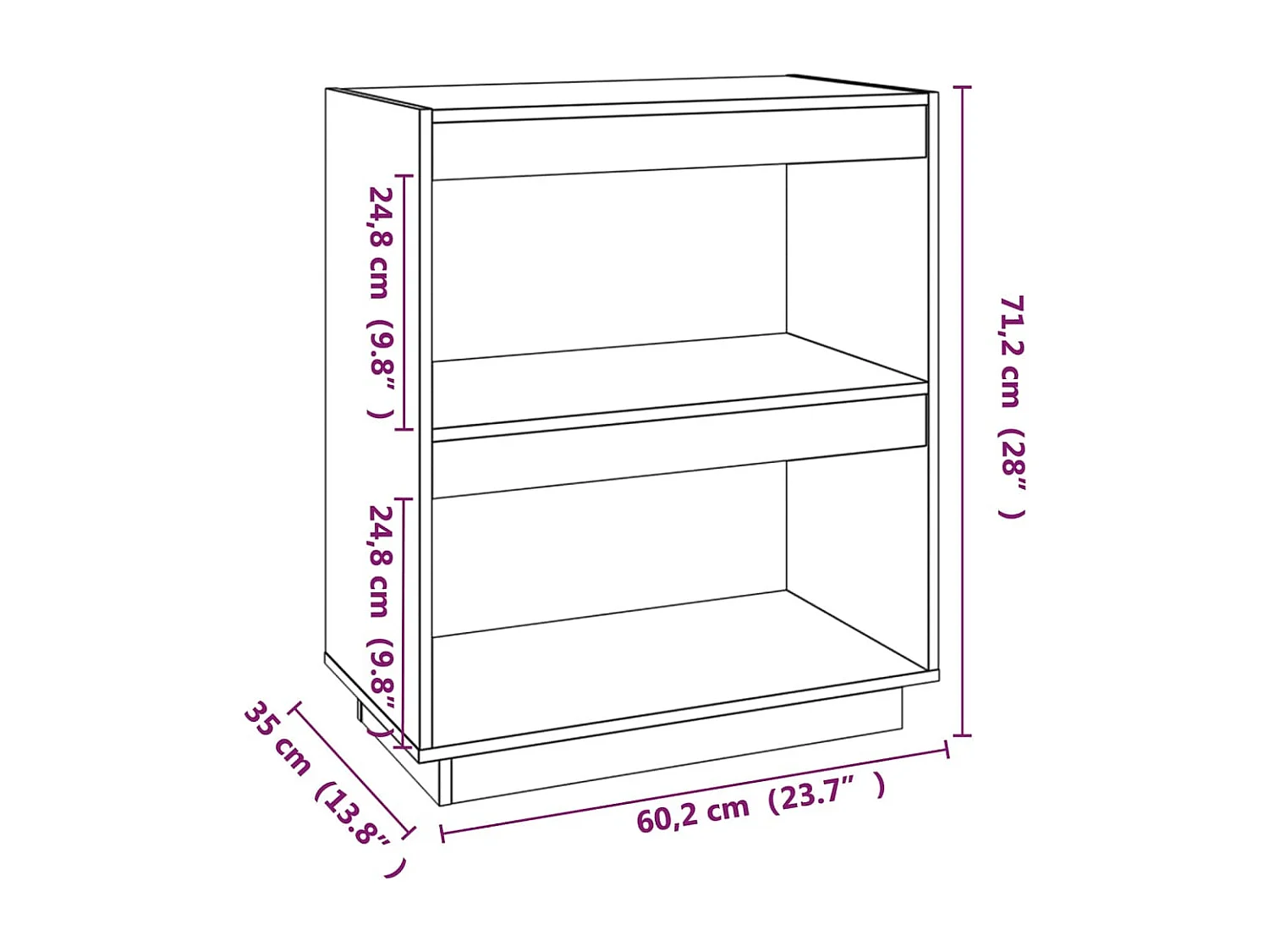 Bibliothèque Blanc 60x35x71 cm Bois de pin massif