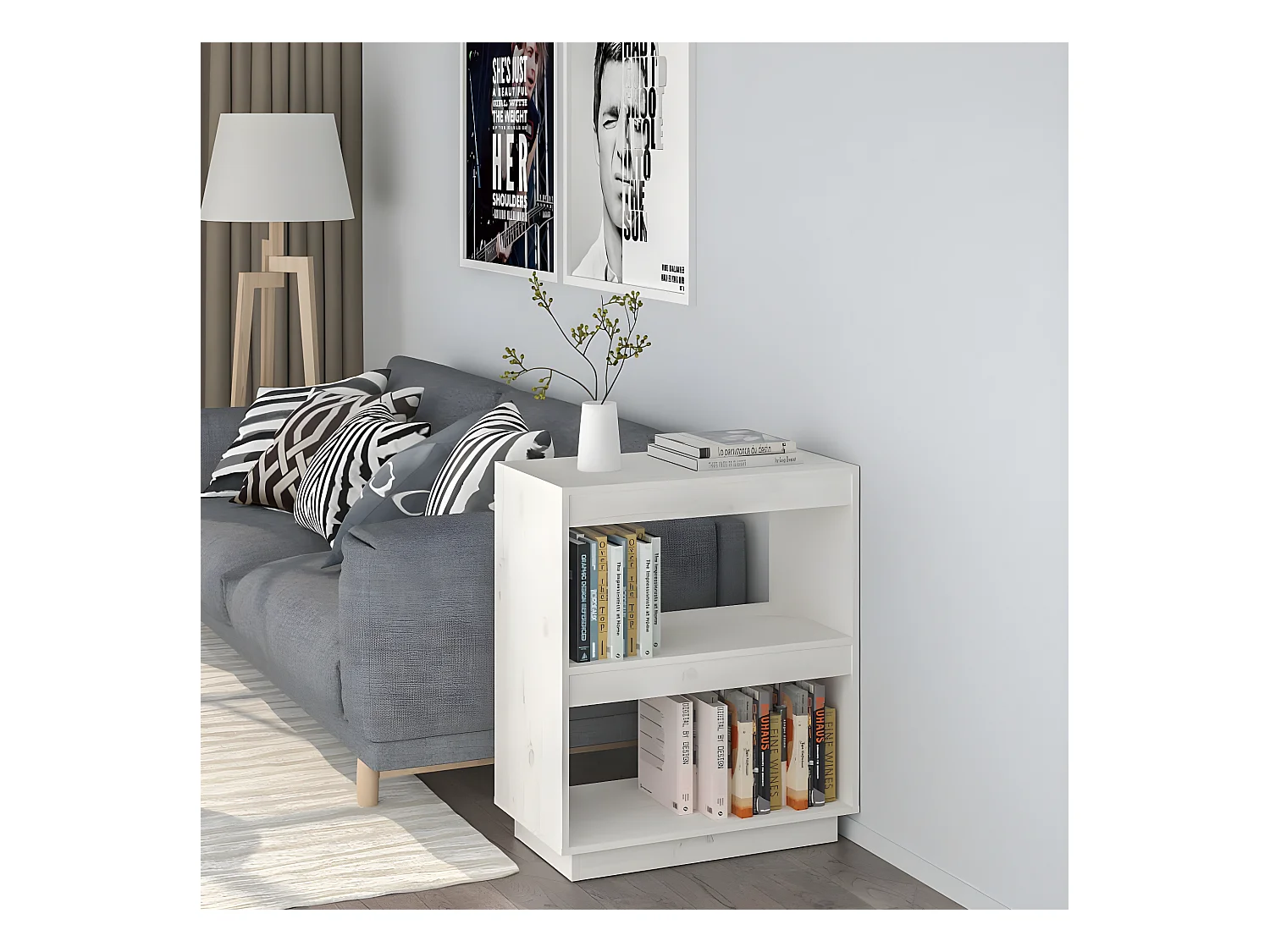 Estantería madera maciza de pino blanca 60x35x71 cm