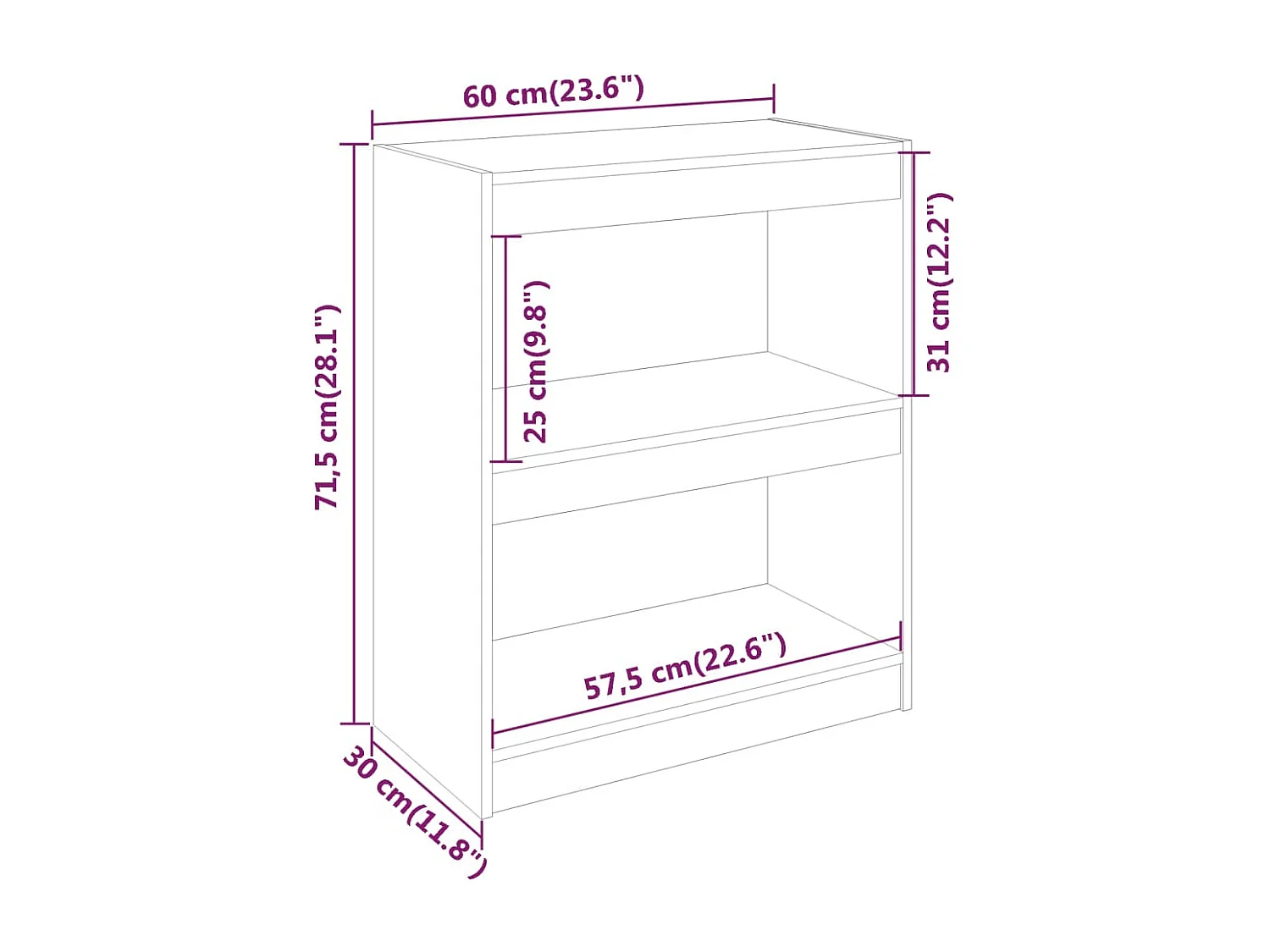 Bibliothèque/Séparateur de pièce 60x30x71,5 cm Bois de pin