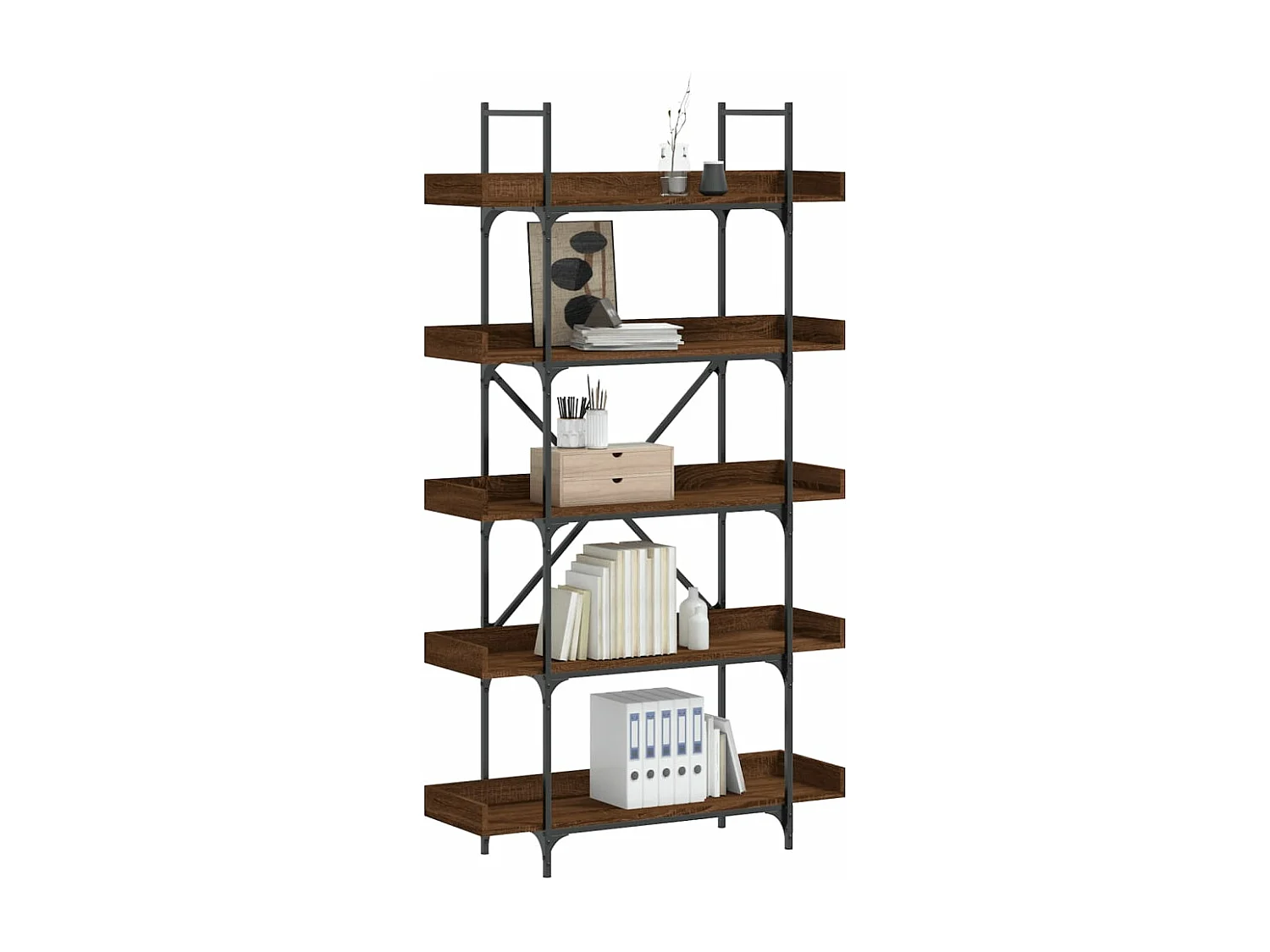 Bibliothèque 5 niveaux chêne marron 100x33x180,5 cm