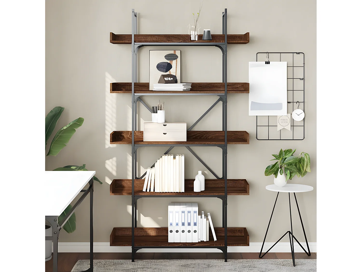 Bibliothèque 5 niveaux chêne marron 100x33x180,5 cm