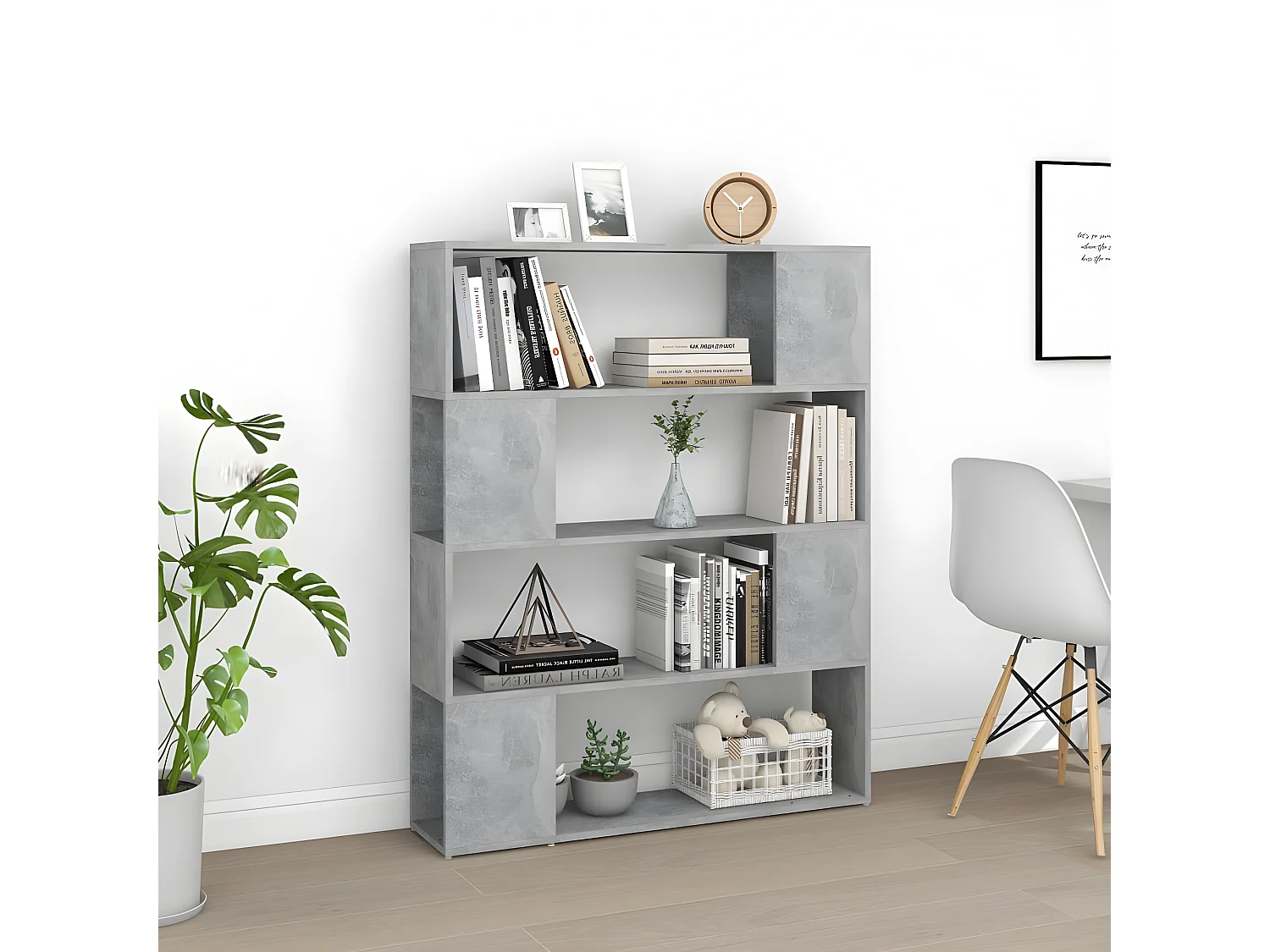 Bibliothèque/Séparateur de pièce Gris béton 100x24x124 cm