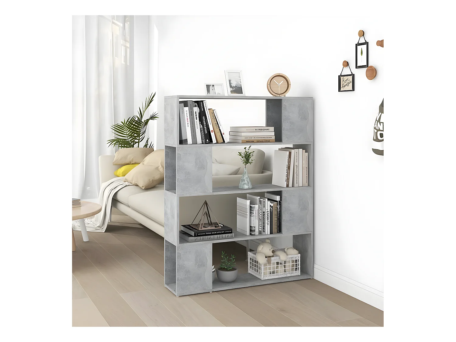Bibliothèque/Séparateur de pièce Gris béton 100x24x124 cm