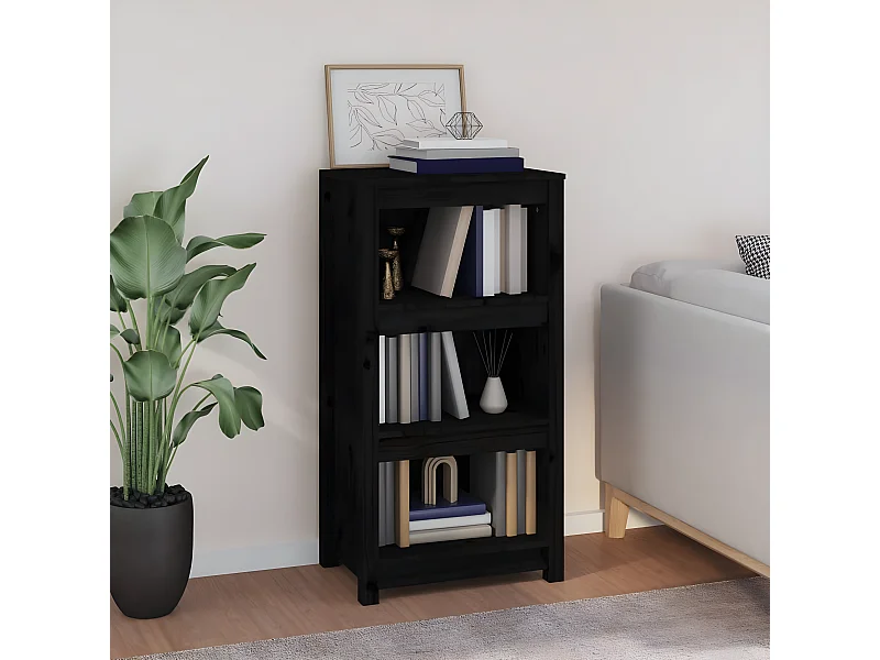 Bibliothèque Noir 50x35x97 cm Bois de pin massif