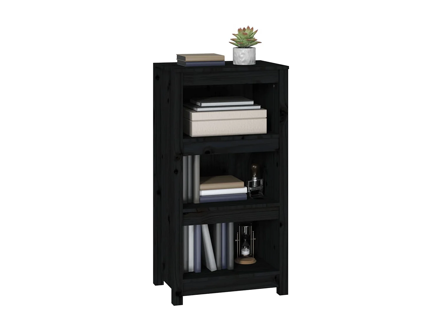 Bibliothèque Noir 50x35x97 cm Bois de pin massif