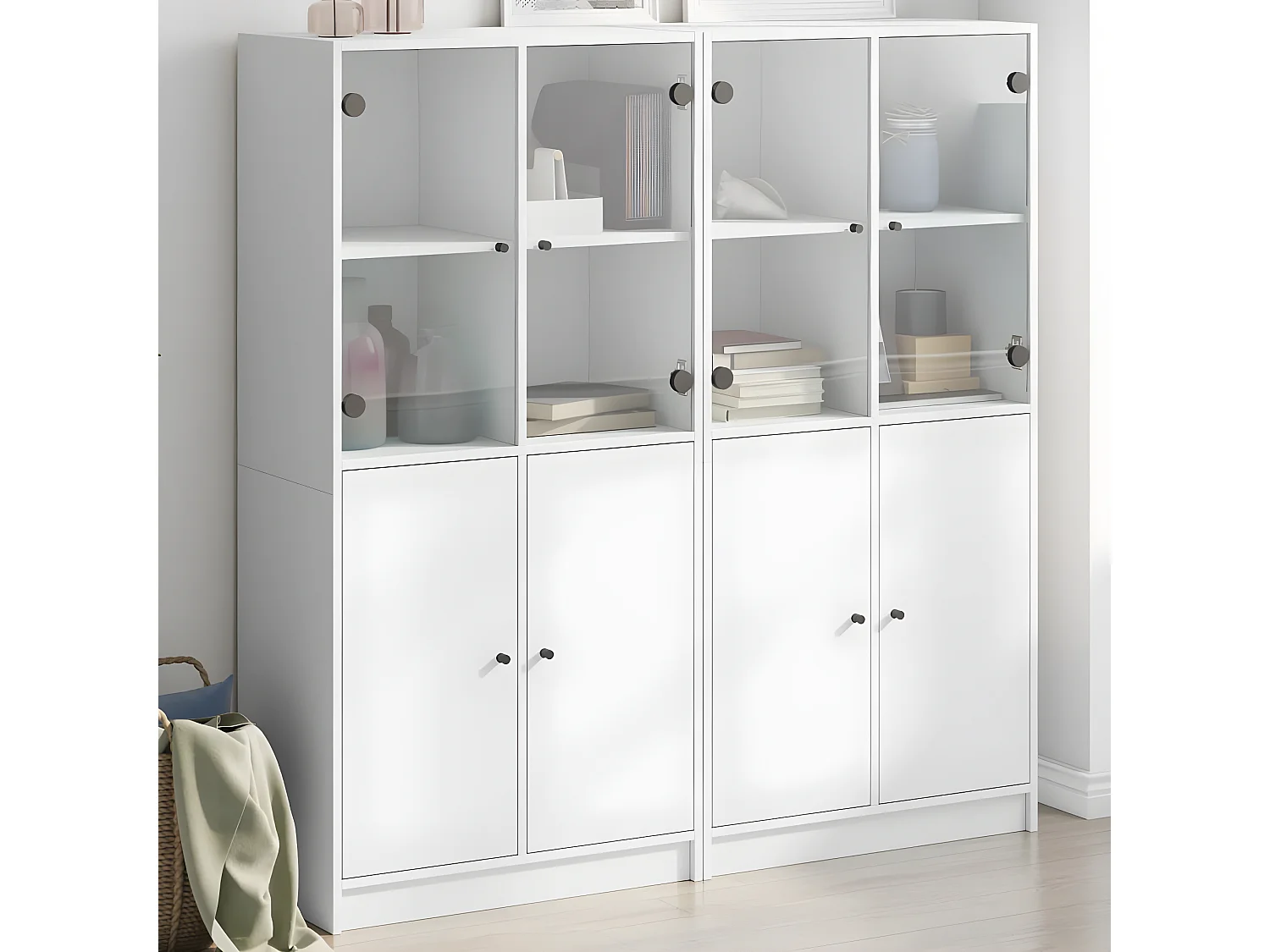 Bibliothèque avec portes blanc 136x37x142 cm bois d'ingénierie