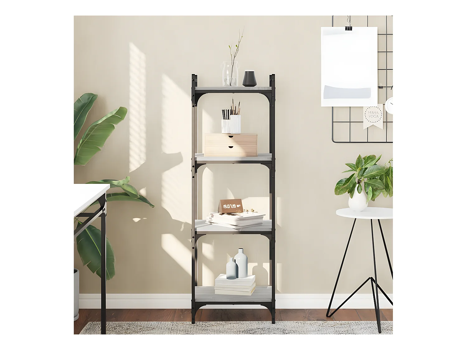 Boekenkast 4-laags 40x30x120 cm bewerkt hout grijs sonoma