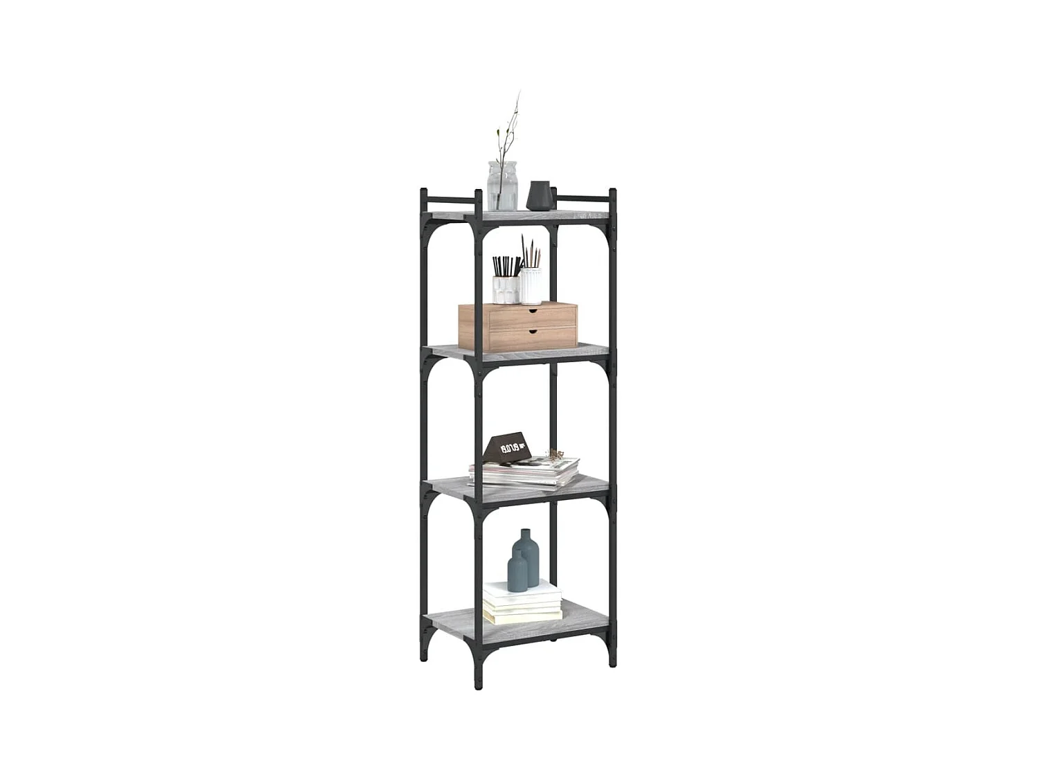 Boekenkast 4-laags 40x30x120 cm bewerkt hout grijs sonoma