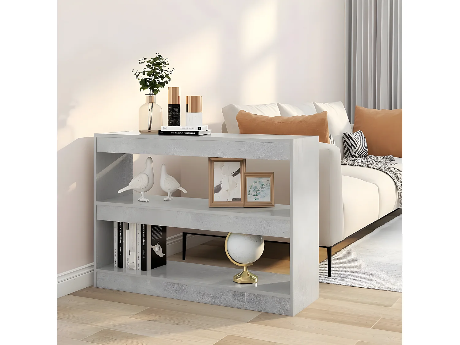 Bibliothèque/Séparateur de pièce Gris béton 100x30x72 cm