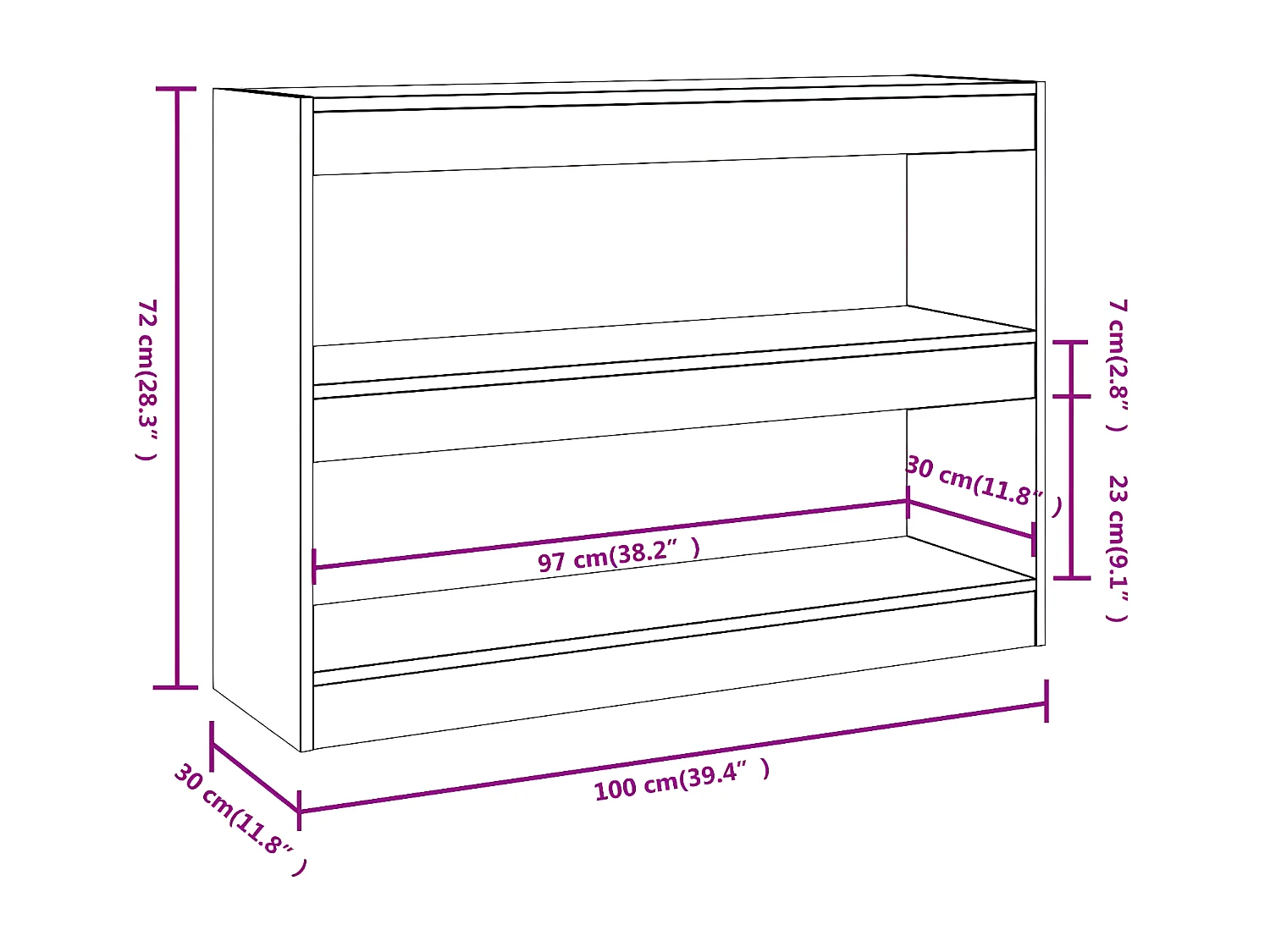 Estante/divisória 100x30x72 cm cor cinzento cimento
