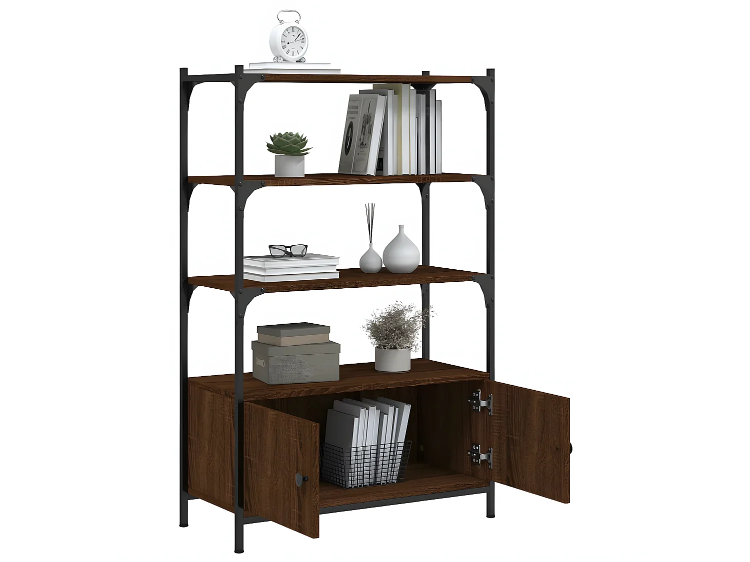 Bibliothèque à 3 niveaux chêne marron 70x30x109,5 cm