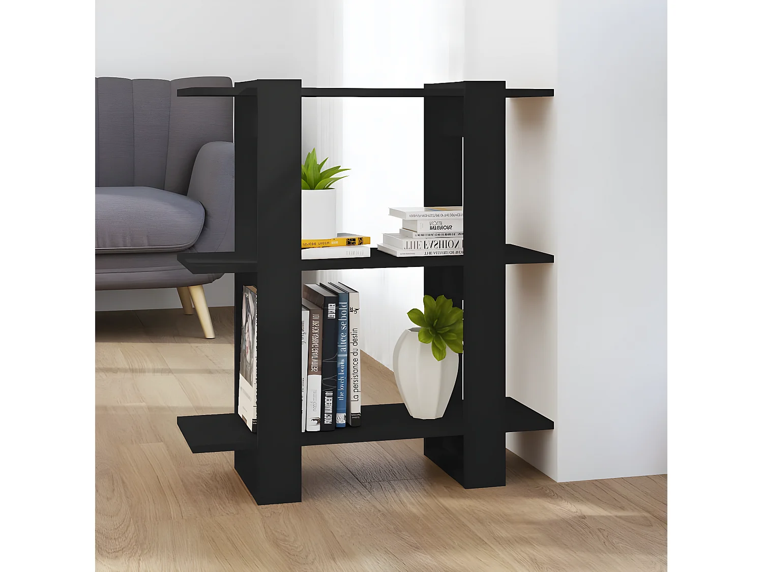 Bibliothèque/Séparateur de pièce Noir 80x30x87 cm