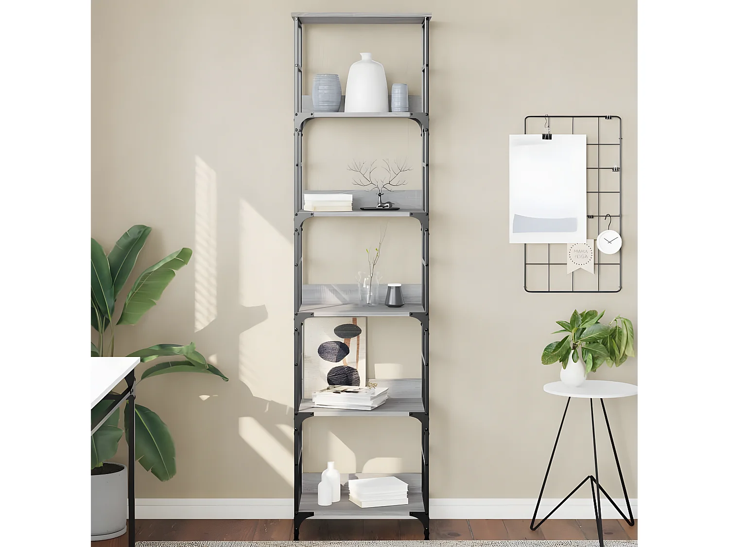 Bibliothèque sonoma gris 50x33x188,5 cm bois d'ingénierie