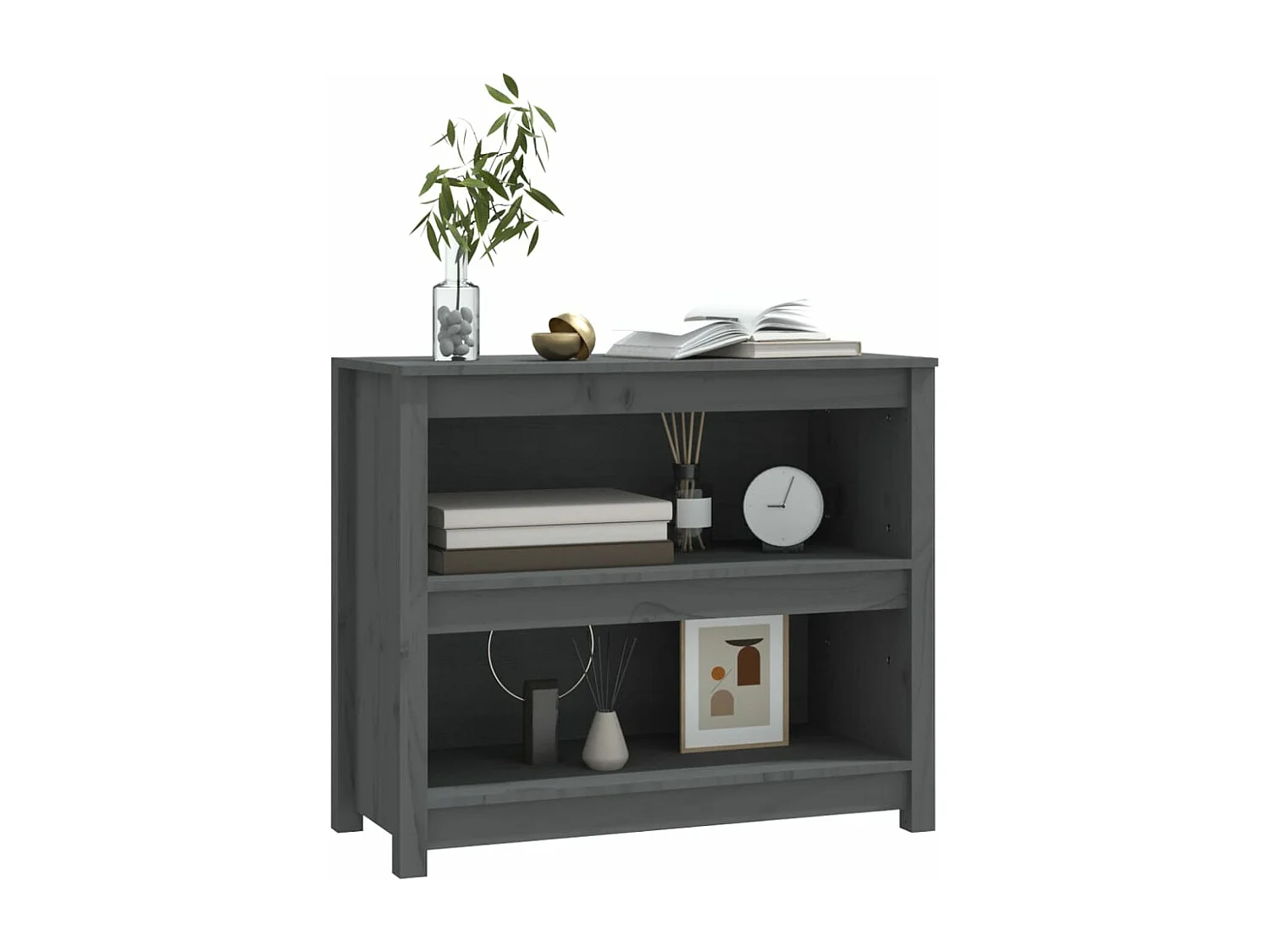 Bibliothèque Gris 80x35x68 cm Bois de pin massif