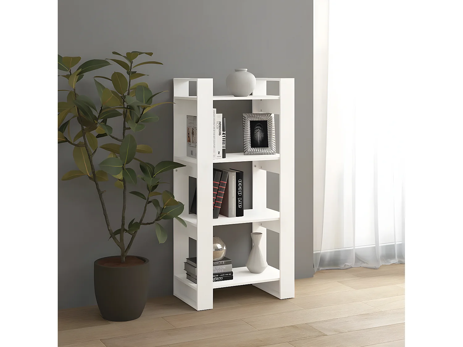 Bibliothèque/Séparateur de pièce Blanc 60x35x125 cm Bois massif