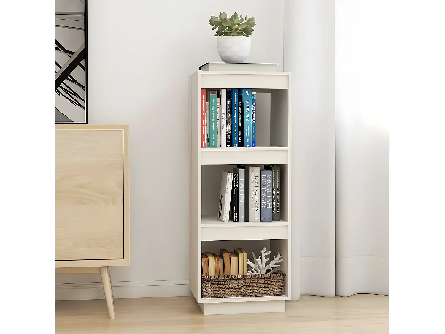 Bibliothèque/Séparateur de pièce Blanc 40x35x103 cm Pin massif