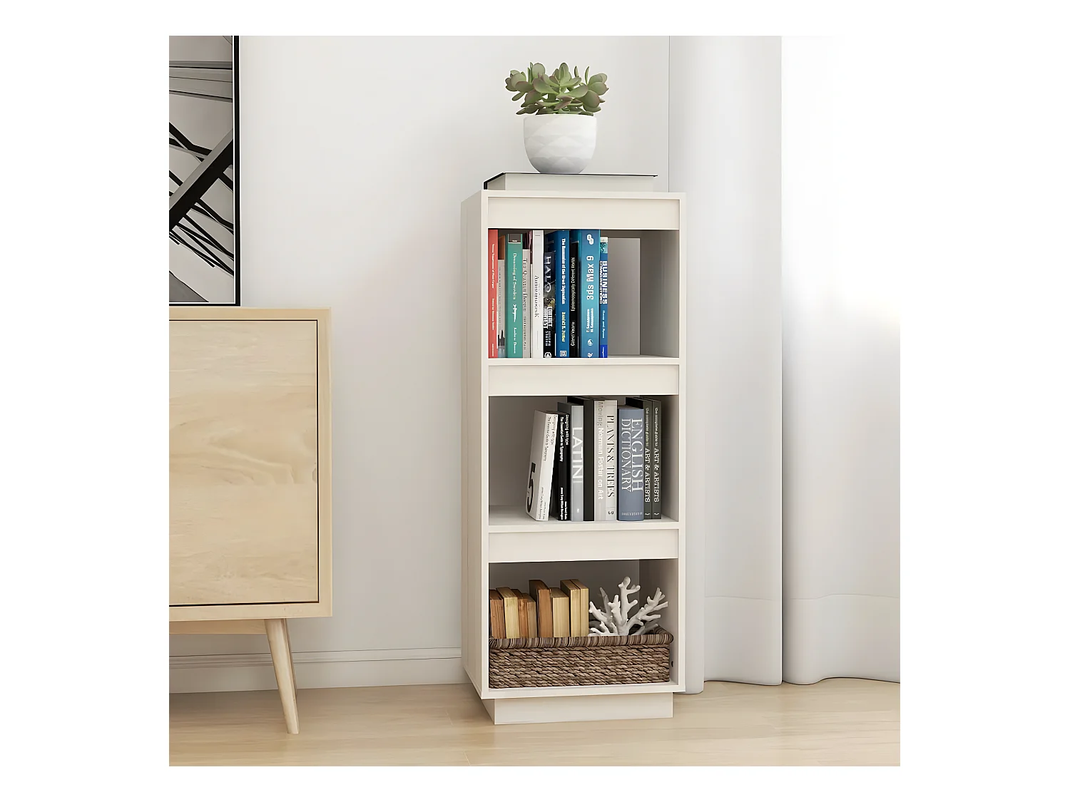 Bibliothèque/Séparateur de pièce Blanc 40x35x103 cm Pin massif