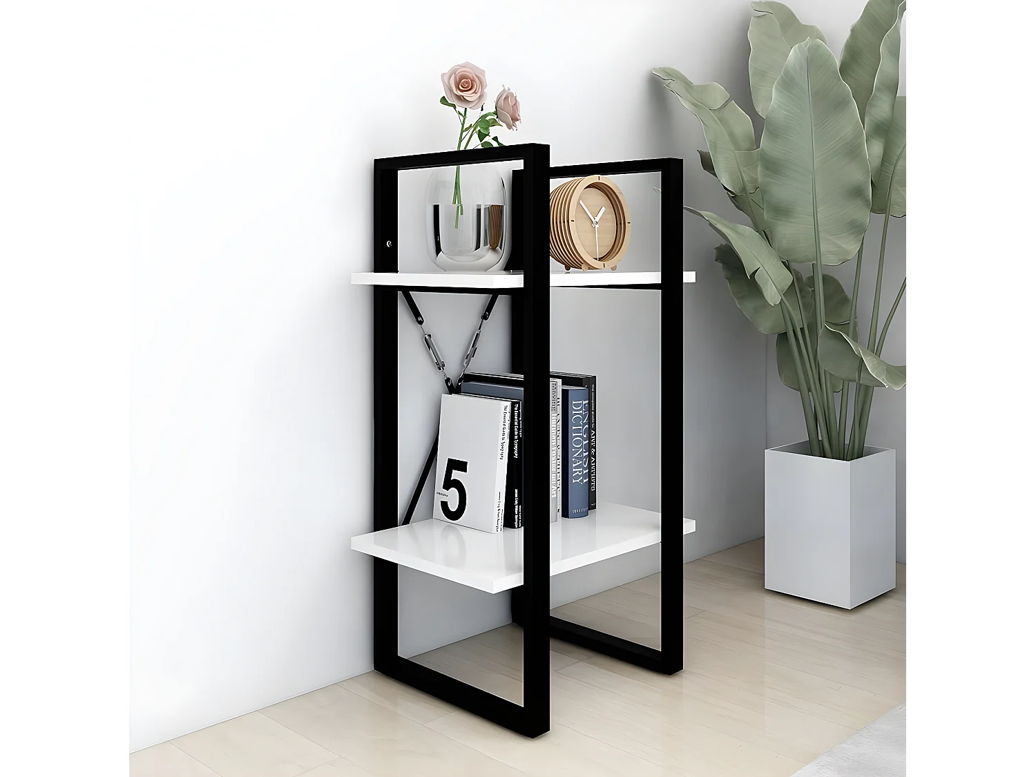 Bibliothèque à 2 niveaux Blanc 40x30x70 cm Aggloméré