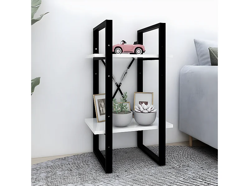 Bibliothèque à 2 niveaux Blanc 40x30x70 cm Aggloméré