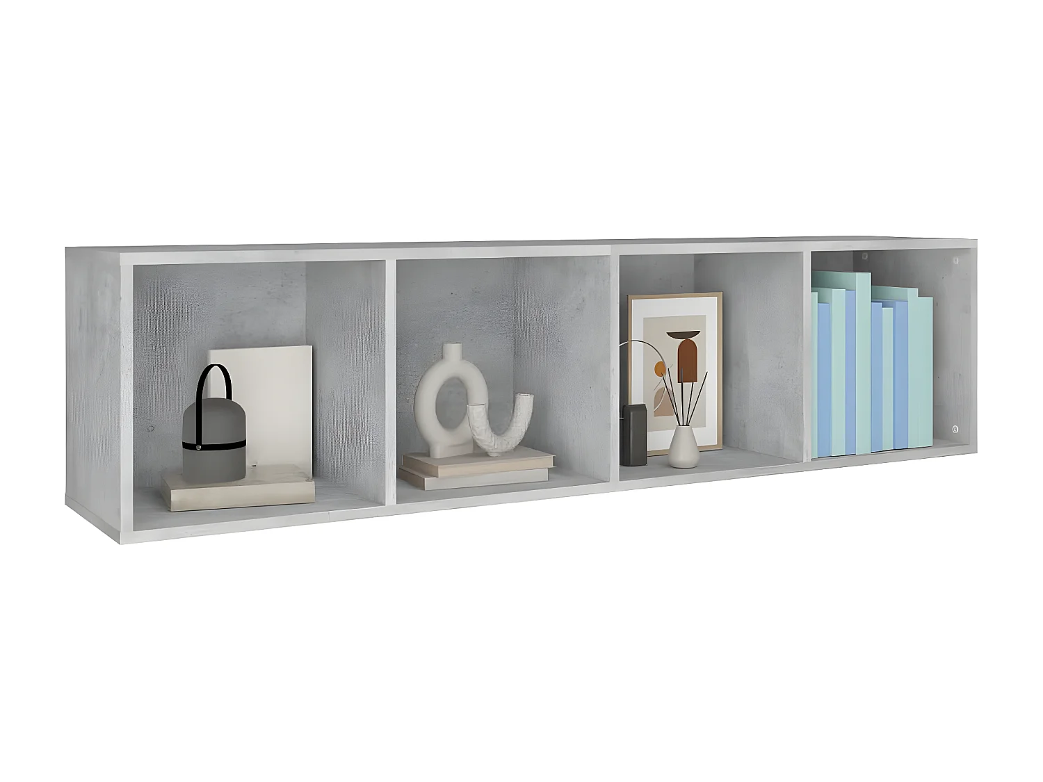 Boekenkast/tv-meubel 36x30x143 cm bewerkt hout betongrijs